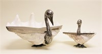 (2) Binazzi Foresto Brass & Giant Clam Shell Swans