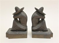 Pair Sleeping Mexican Peasant Bronze Book Ends