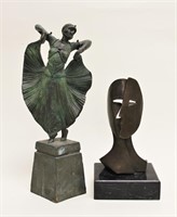(2) Erte & Picasso Bronze Art Deco Sculptures