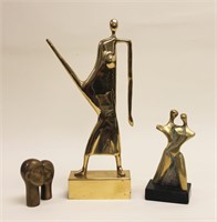 (3) Vintage Bronze Modernist Figural Sculptures