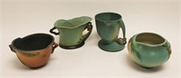 (4) Roseville Pine Cone Flower Bowls & Vases