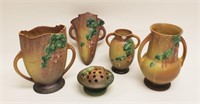 (5)pcs Roseville Fuchsia w Vases 892-6,896-8,898-8