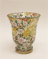 Moser Enameled Birds & Flowers Center Piece Vase