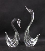 Pair Vintage Cendese Murano Art Glass Cormorants