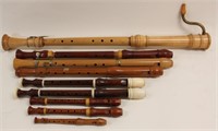 (9) Vintage English Flute Handmade Wood  Recorders