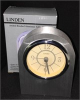 Linden Arched Brushed Aluminum Table Alarm Clock