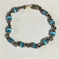 Sterling Silver Bracelet With Blue Beads