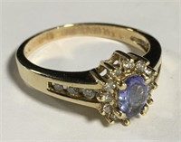 10k Gold Ring With Purple Stone And Diamonds