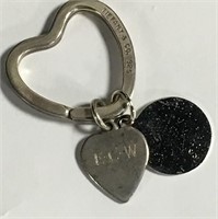 * Sterling Silver Heart Key Ring Marked Tiffany