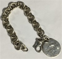 * Sterling Silver Bracelet With Tiffany Charm
