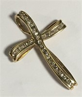 10k Gold And Diamond Cross Pendant