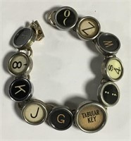Sterling Silver & Type Writer Key Bracelet