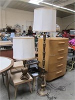 2 Vintage Matching Brass Lamps, One is Floor Lamp