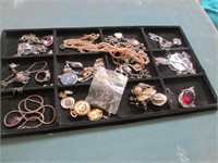 Costume Jewelry Lot W/ Pearl Necklace, Rhinestone