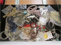 Costume Jewelry, Bracelets, Pearls, Polished Stone