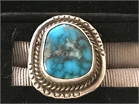NATIVE AMERICAN TURQUOISE AND STERLING RING