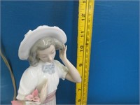 Retired Lladro Nao Lady "Suzy" with hat & flowers