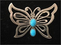 SIGNED "FC" STERLING BUTTERFLY PIN