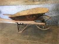 Antique steel wheelbarrow
