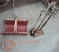 Fireplace Tool Set, Log Basket & Carpet Beater