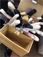 Box of Padded Hangers, Shoe Shapers & Wood Box