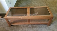 Glass & Cane Coffee Table with Cane Bottom