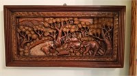 Hand Carved Wooden Relief Art