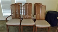 6 Cane Back Stanley Wood Dining Chairs