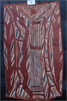 Baiymer bark painting, ochre pigment