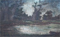 R. Hammer, pond scene with trees,