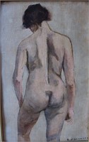 C.J. Coveney, nude study, standing woman, oil on