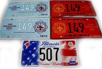 5 License Plates - Fire Dept. Illinois CHOICE