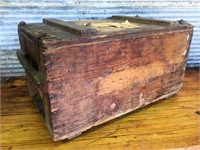 Large vintage industrial crate with lid