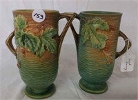Roseville Bush Berry vases (2), #29-6"