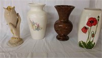 Vases (4), All about 8" to 9" tall