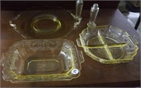 Yellow Depression Glass serving pieces