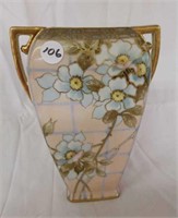 Nippon hand painted 2 handled vase, 7.5" tall