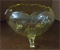 Yellow Depression Glass footed bowl