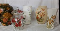 Vases (3) & Christmas jar