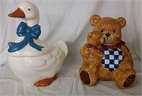 Goose & Teddy Bear cookie jars