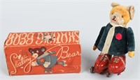 JAPAN Tin Windup SKATING BEAR w/ BOX