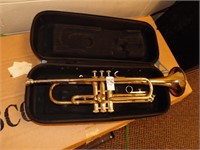 Brass trumpet with case