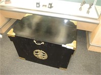 LACQUERED BLACK & BRASS ASIAN STORAGE CHEST