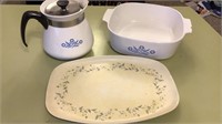 4 pieces of vintage Corningware & Kenro platter