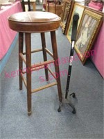 adjustable cane & bar stool (30in tall)