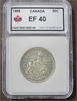 Graded 1966 RCM .50c Silver Half Dollar