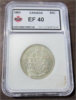 Graded 1963 RCM .50c Silver Half Dollar