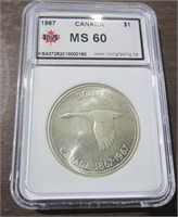 1967 Graded RCM Centennial Silver Dollar