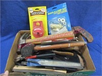 box flat of hand tools & misc