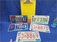 5 indiana license plates & vintage clipboard